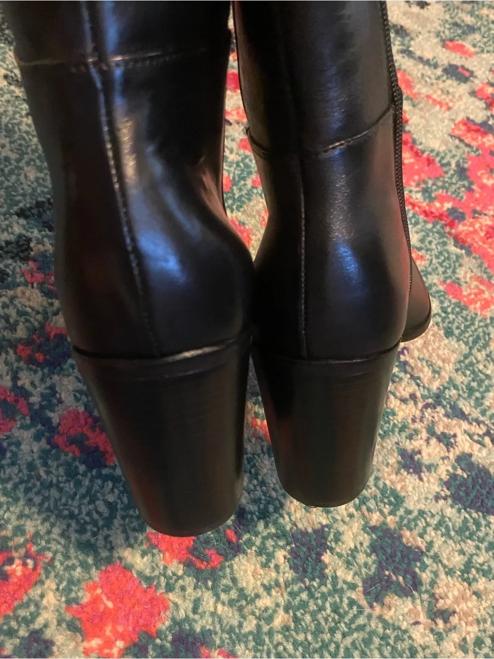 Schutz Mikki Black Leather Over The Knee Tall Block Heel Boots Size 9.5 NEW